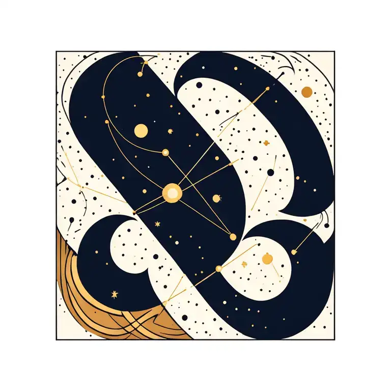Constellations of Virgo and Aquarius, connected by a subtle line, symbolizing family and unity. tattoo design idea