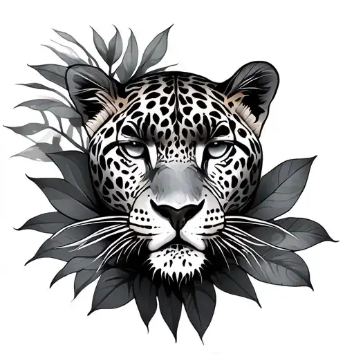 Jaguar With Victoria Amazonica Tribal Tattoo tattoo design idea