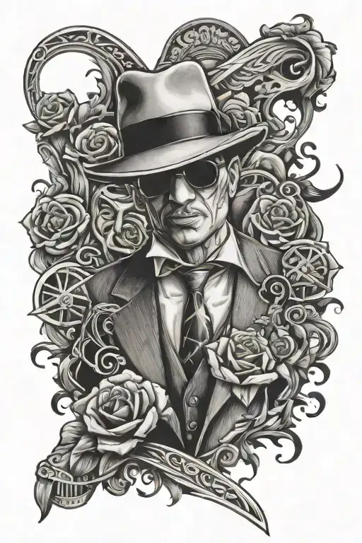 mafia style tattoo with LA gang tattoo design featuring tattoo design idea