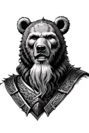 viking warrior wearing bear head tattoo design idea