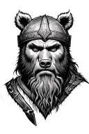 viking warrior wearing bear head tattoo design idea