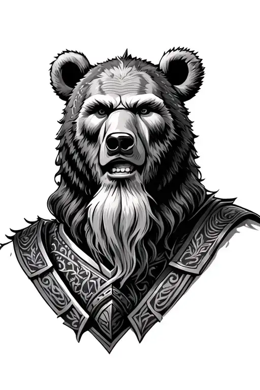 viking warrior wearing bear head tattoo design idea