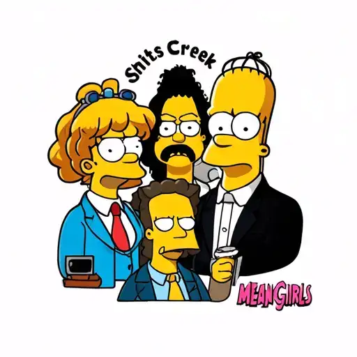 A combination tattoo of the tv shows the simpsons, the office, schitts creek, and the movie mean girls  tattoo design idea