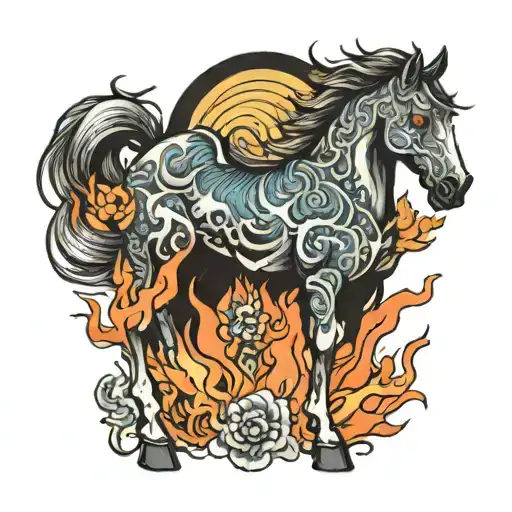 Fire Horse tattoo design idea