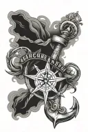 anchor and compass surrounded with names Declan and Eloyse tattoo design idea