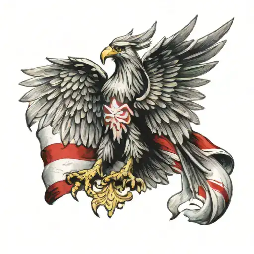 Polish Eagle with Flag centrepiece tattoo design idea