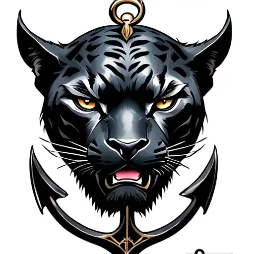 black panther and an anchor tattoo design idea