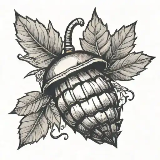 I want an old school acorn tattoo, without too many details tattoo design idea