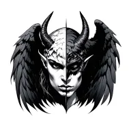 devil half angel tattoo design idea