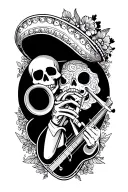 mariachi decorations a skeleton playing the trumpet tattoo design idea