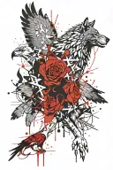 wolf and eagle galic  tattoo design idea