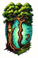 A tree split in half, on sid is heathy, ona one is dead tattoo design idea