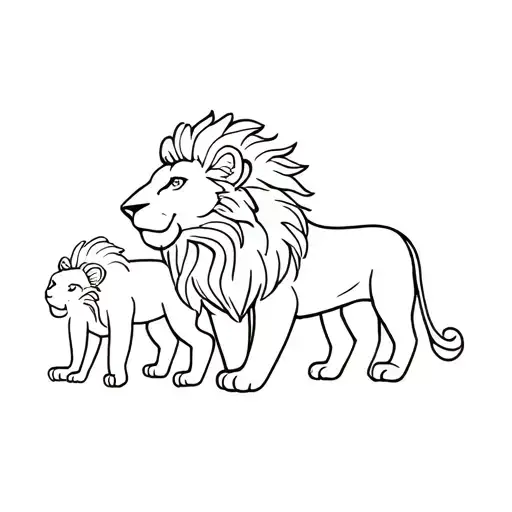 lion 3 children tattoo design idea