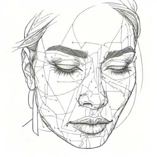 A sketch of a woman's face with a tear drop, representing the client's sadness and struggles in trying to be successful tattoo design idea