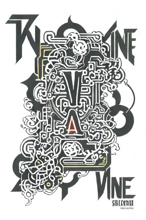 vine with japanese lettering gothic style tattoo design idea