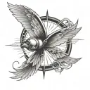 6 winged eyed light rays tattoo design idea