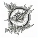 6 winged eyed light rays tattoo design idea