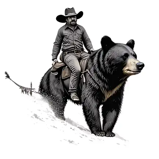 black bear with a cowboy riding on it's back tattoo tattoo design idea