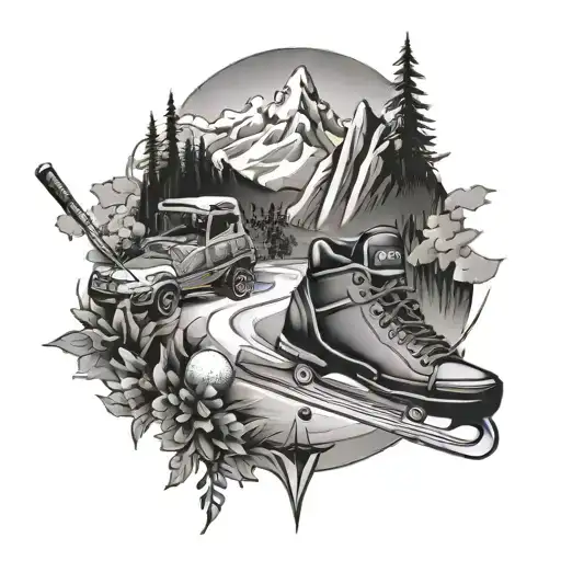 hockey, golf, mountains, how lucky are we? tattoo design idea