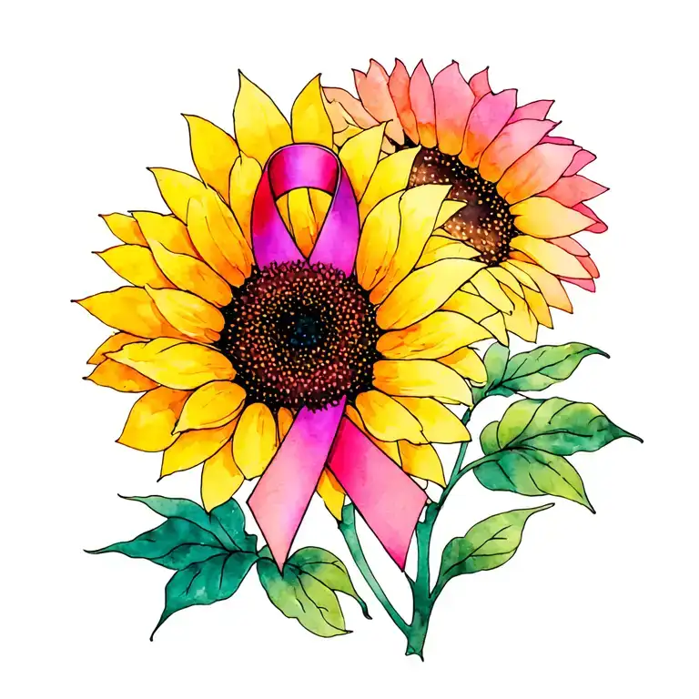 Prostate Cancer ribbon intertwined/sunflower tattoo design idea