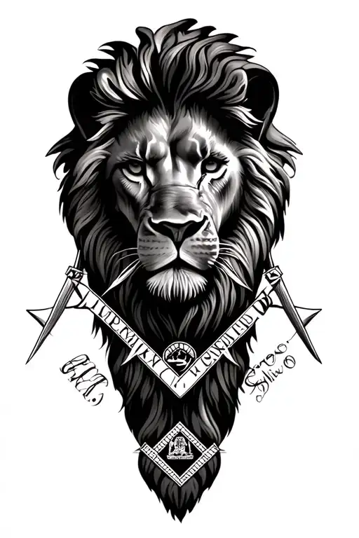 lion Freemason symbol incorporated within tattoo design idea