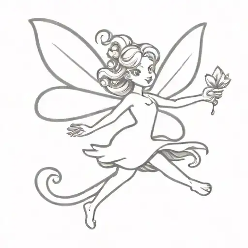cartoon fairy flying away tattoo design idea