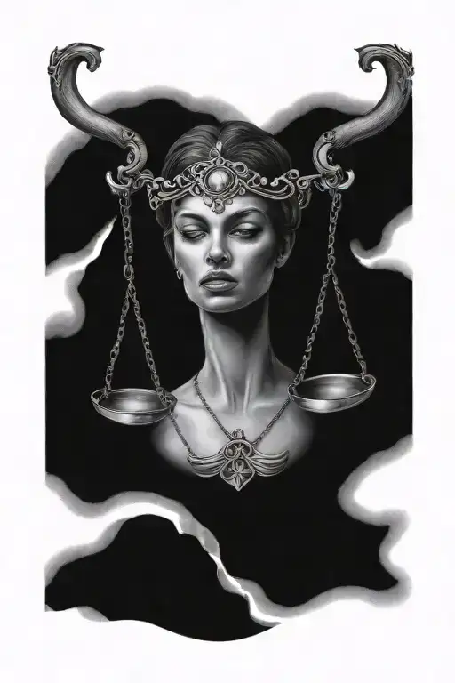 bilnd woman libra sign tattoo design idea