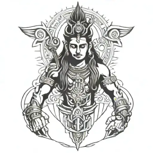 lord shiva trishul trident tattoo design idea