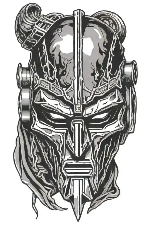 MF DOOM mask on raccon tattoo design idea