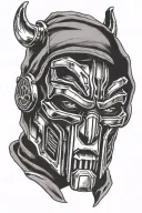 MF DOOM mask on raccon tattoo design idea