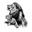 lion and cub howling tattoo design idea