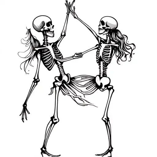 dancing skeleton couple tattoo design idea