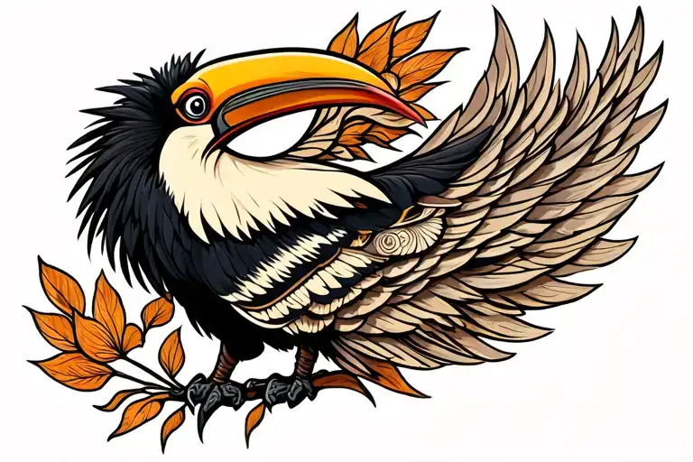 Hornbill tattoo design idea