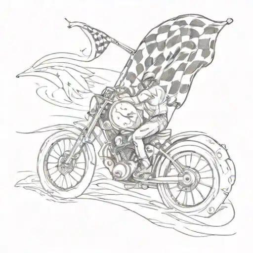 racing flag to dust travelling through time tattoo design idea