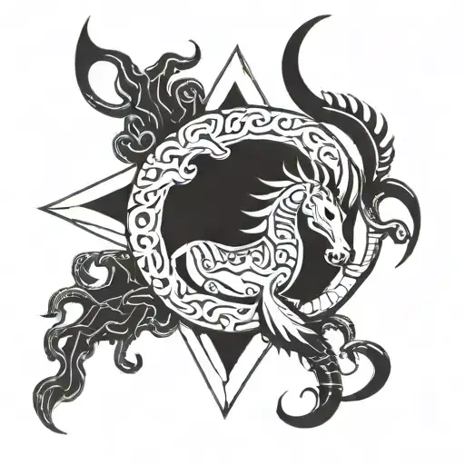 Combine the astrological signs of Capricorn, Scorpio, and Aries into a unique symbol representing your family bond tattoo design idea