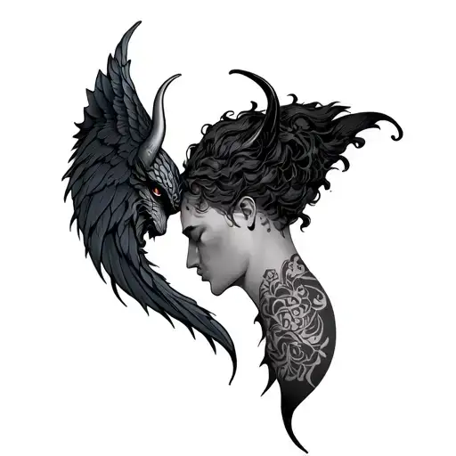 Devil And Angel Neck tattoo design idea