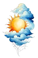 cloud and sun hug each other tattoo design idea