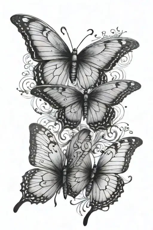 3 butterflies with names of my family tattoo design idea
