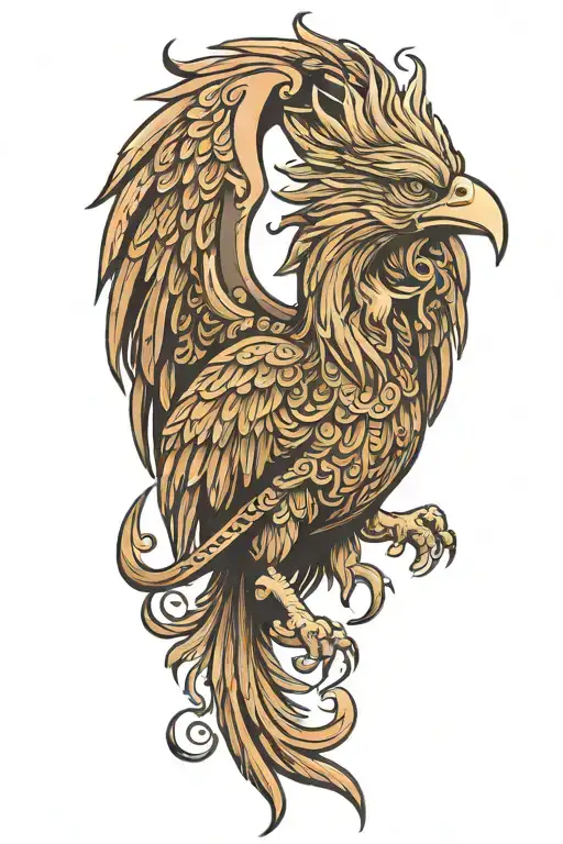 Illustrate a phoenix lifting weights in a neotraditional style, showcasing the client's love for both bodybuilding and mythical creatures tattoo design idea