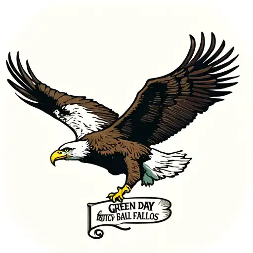 bald eagle and bomb green day falls tattoo design idea