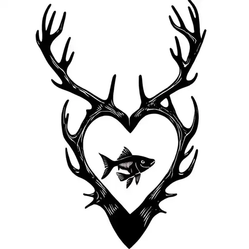 "Gone Bush Forever Free" "Gone Bush Forever Free" "Gone Bush Forever Free" "Gone Bush Forever Free" deer antlers making a heart with a fish jumping tattoo design idea