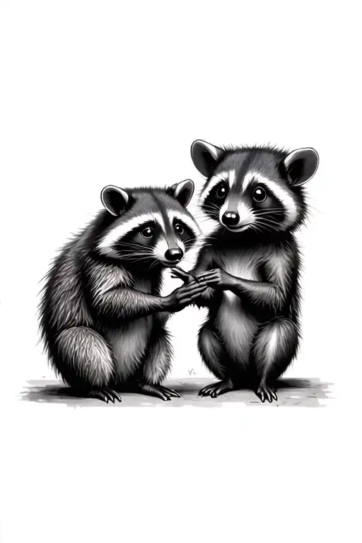 raccoon and possum making pinky promise tattoo design idea