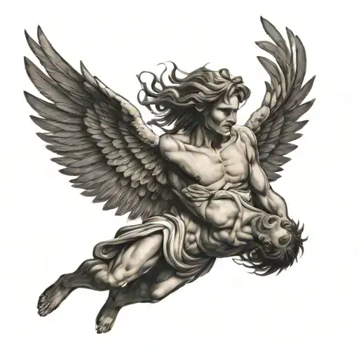 Icarus falling angel tattoo design idea