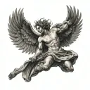 Icarus falling angel tattoo design idea