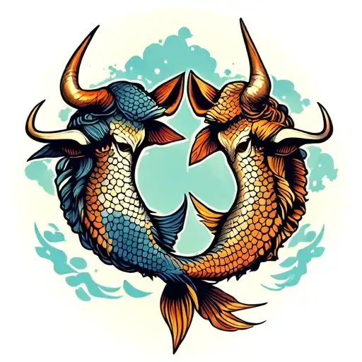 Taurus And Pisces tattoo design idea