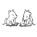 two best friend designs each with a book. one with Winnie the pooh and the other with Eeyore tattoo design idea
