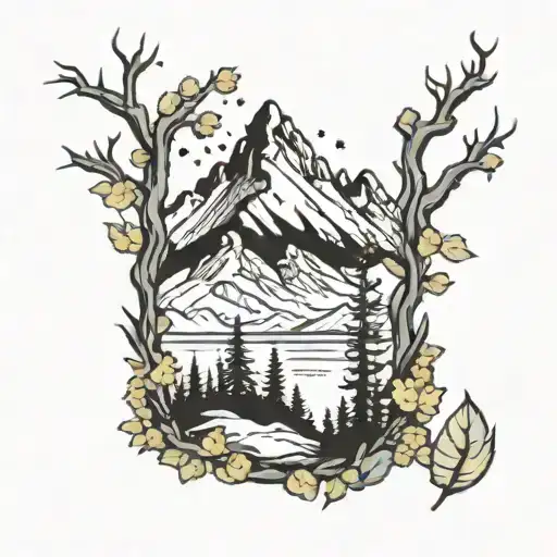 mountains and aspens and orion constellation tattoo design idea