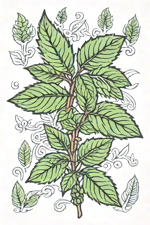 mint leaves tattoo design idea