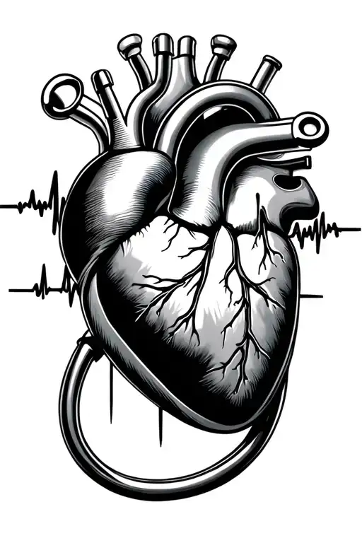 stethoscope forming heart beat line tattoo design idea