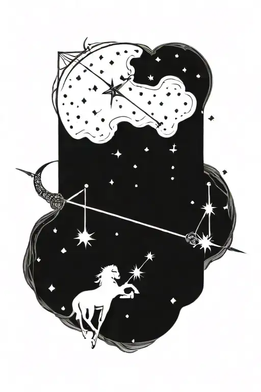 sagittarius constellation, stars only no shading tattoo design idea